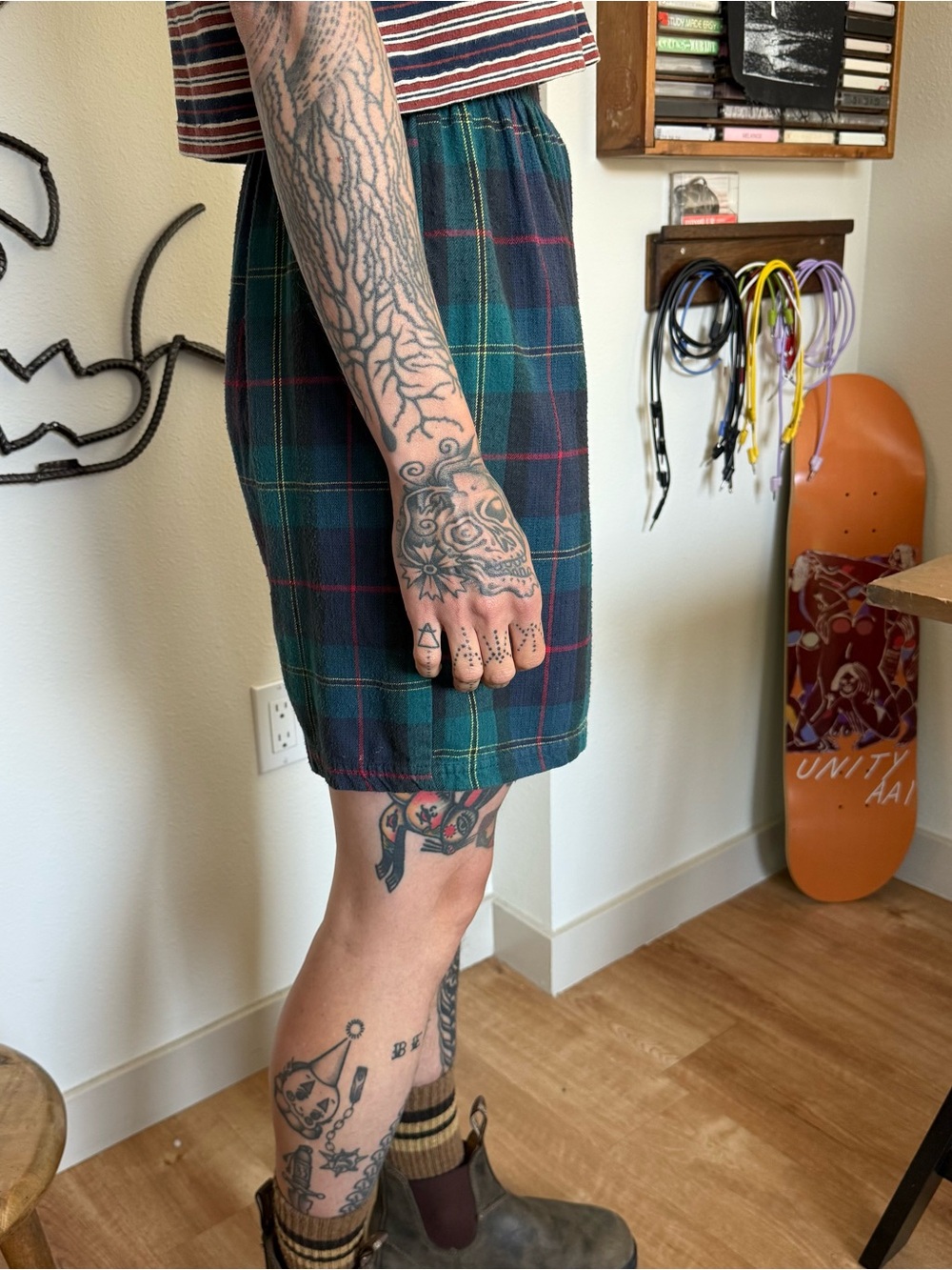 Vintage 80s 90s Tartan Plaid Flannel Loungewear Shorts Grunge ~ Size Small - Picture 4 of 8